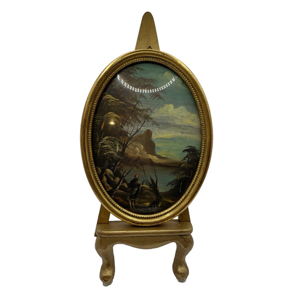 Made in Italy Hand Painted Oval Framed Art. - Picture 1 of 8